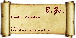 Baahr Zsombor névjegykártya